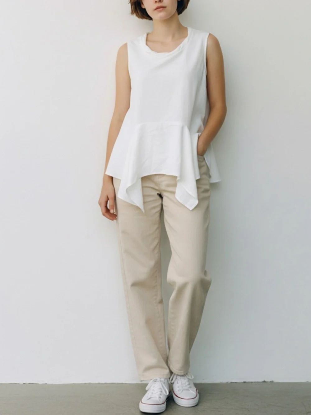 NWTโAnthropologie AMADI Essie Ruffle Sleeveless Top White XS